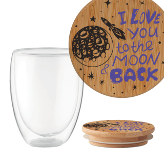 Double Glass Mug "To the Moon and Back", 350ml