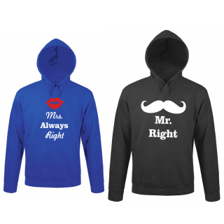 Sweatshirt set "Mr. Right ir Mrs. always right"