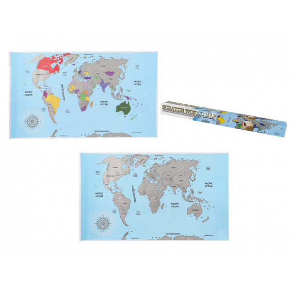 Traveler's map in a cardboard box - scratch off visited places (88 x 52cm)