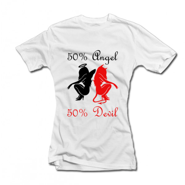 Women's T-shirt "50% angel, 50% devil" Women's T-shirt "50% angel, 50% devil"