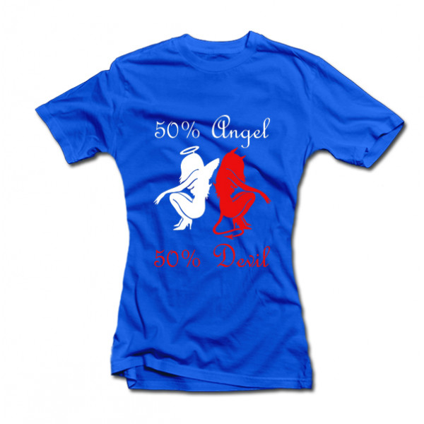 Women's T-shirt "50% angel, 50% devil" Women's T-shirt "50% angel, 50% devil"