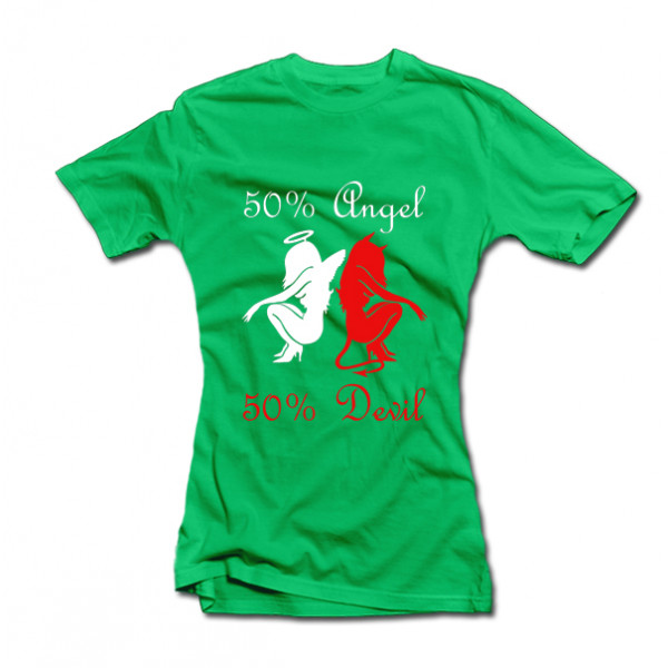 Women's T-shirt "50% angel, 50% devil" Women's T-shirt "50% angel, 50% devil"