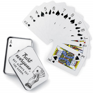 Cards in a metal box "Trust Everyone"