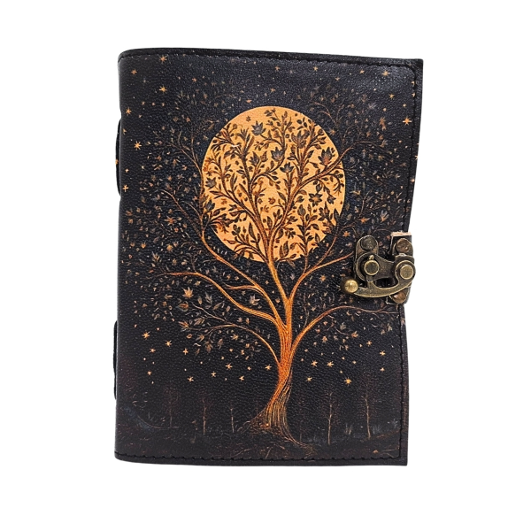 Leather Notebook "Tree and Moon"