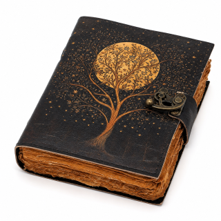 Leather Notebook "Tree and Moon"