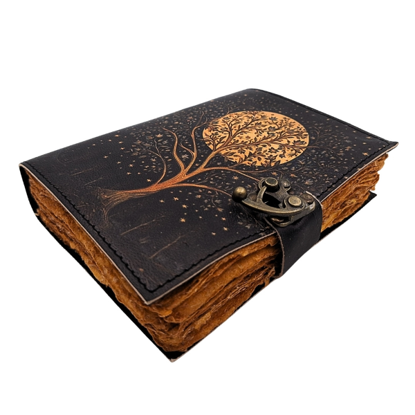 Leather Notebook "Tree and Moon"
