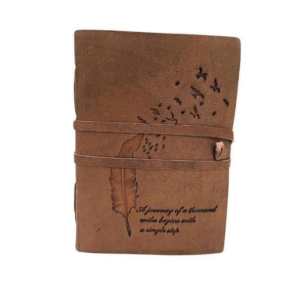 Leather Notebook "The Journey Begins Here"