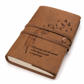 Leather Notebook "The Journey Begins Here"