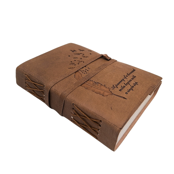 Leather Notebook "The Journey Begins Here"