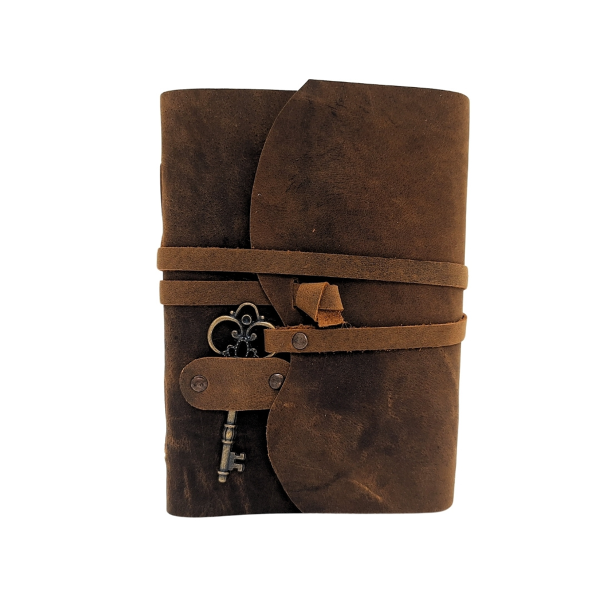 Vintage-Style Leather Notebook with a Key