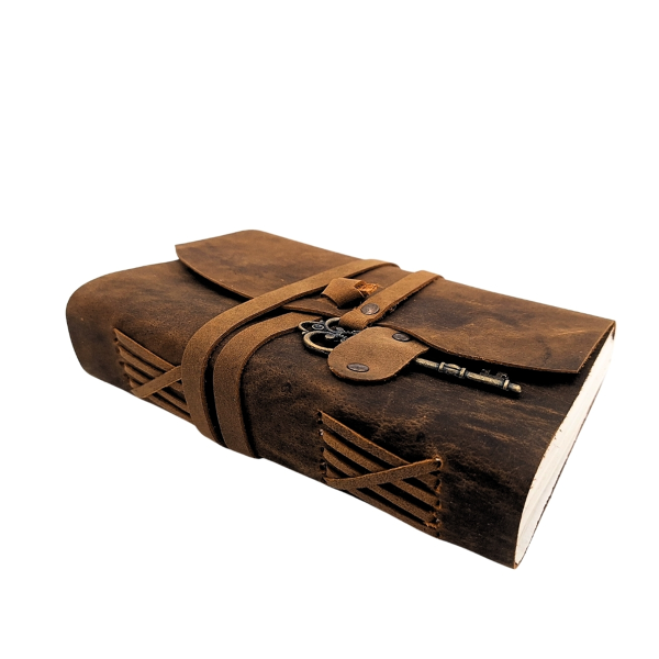 Vintage-Style Leather Notebook with a Key