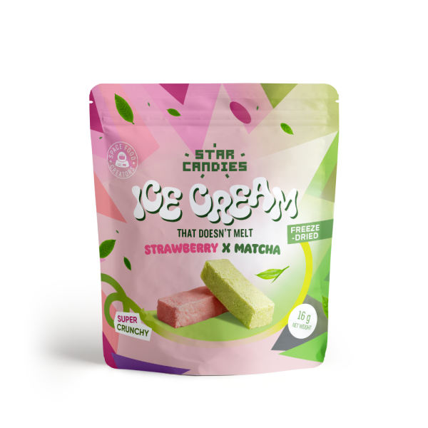 STAR CANDIES freeze-dried matcha and strawberry flavored ice cream, 16g
