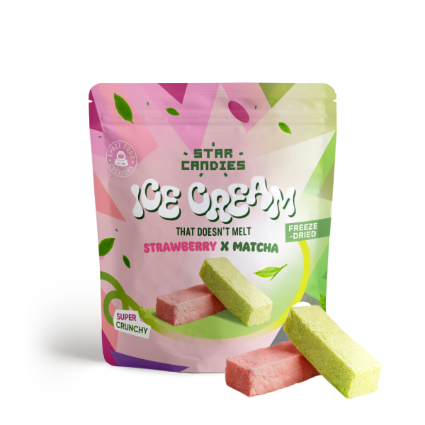 STAR CANDIES freeze-dried matcha and strawberry flavored ice cream, 16g