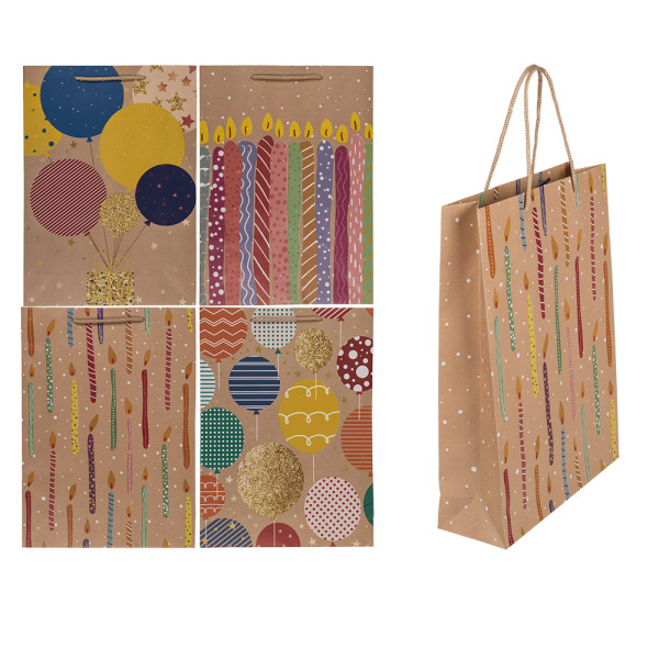 Paper gift bag "Balloons and candles" (34,5x25x8,5cm)