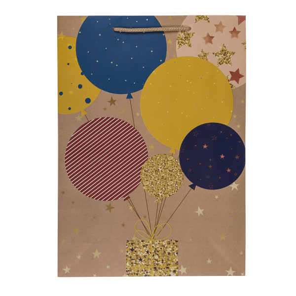 Paper gift bag "Balloons and candles" (34,5x25x8,5cm)