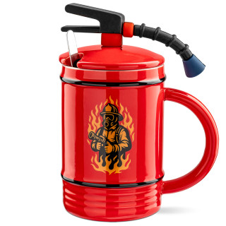 Firefighter mug “Extinguisher” with lid and spoon (450 ml) Firefighter mug “Extinguisher” with lid and spoon (450 ml)