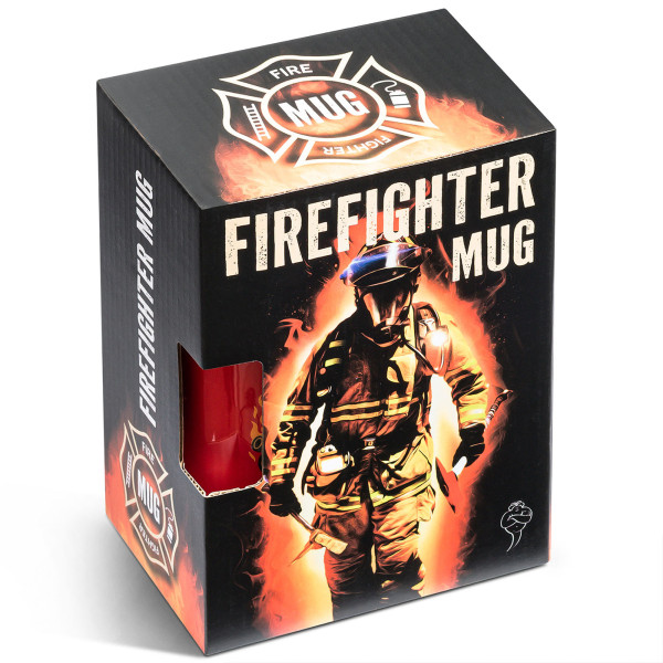 Firefighter mug “Extinguisher” with lid and spoon (450 ml)