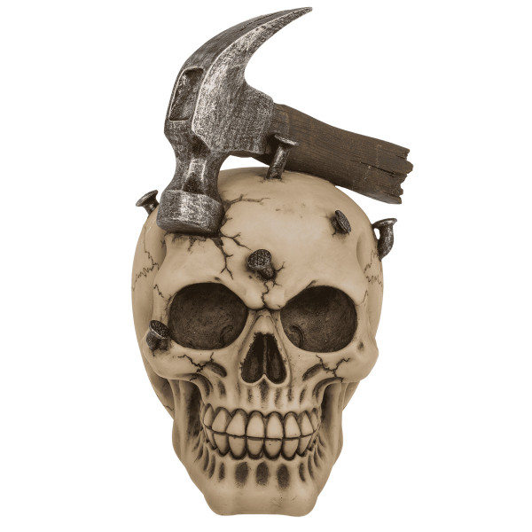 Skull-Shaped Money Box with Hammer and Nails Skull-Shaped Money Box with Hammer and Nails