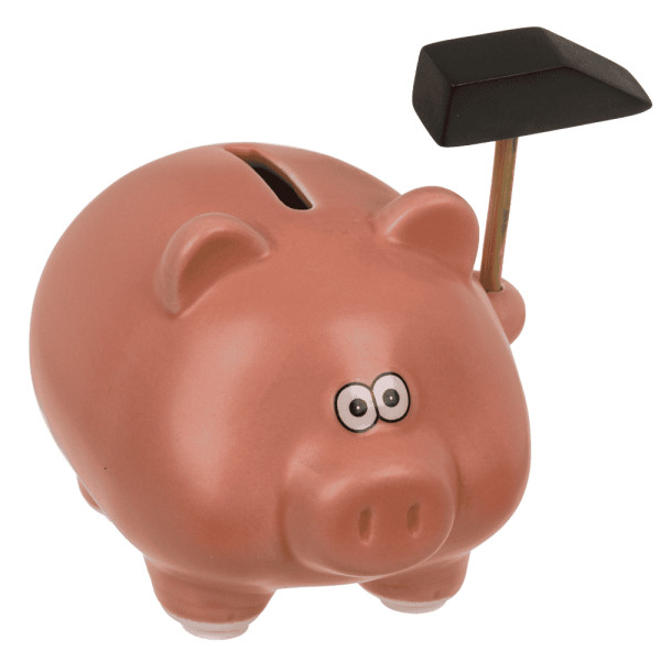 Piggy bank with hammer "Comic Piggy"