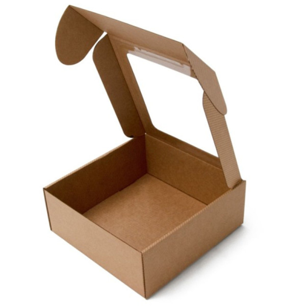 Stylish square gift box, brown 220x220x90mm