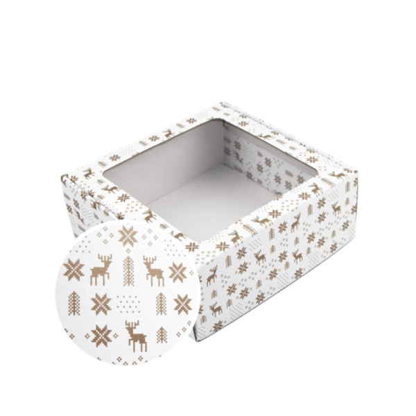 Square gift box, Christmas, 220x220x90mm