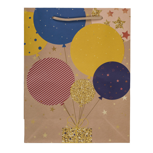 Paper gift bag "Balloons and candles" (23x18x8cm)