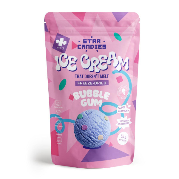 STAR CANDIES Freeze-Dried Chewing Gum-Flavored Ice Cream, 50g STAR CANDIES Freeze-Dried Chewing Gum-Flavored Ice Cream, 50g
