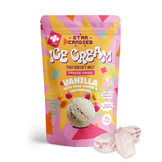 STAR CANDIES Freeze-Dried Vanilla Ice Cream with Aged Cheese and Cranberries, 50g