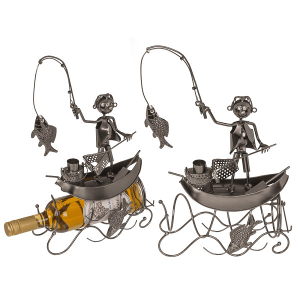 Metal Bottle Holder "Fisherman in a Boat"