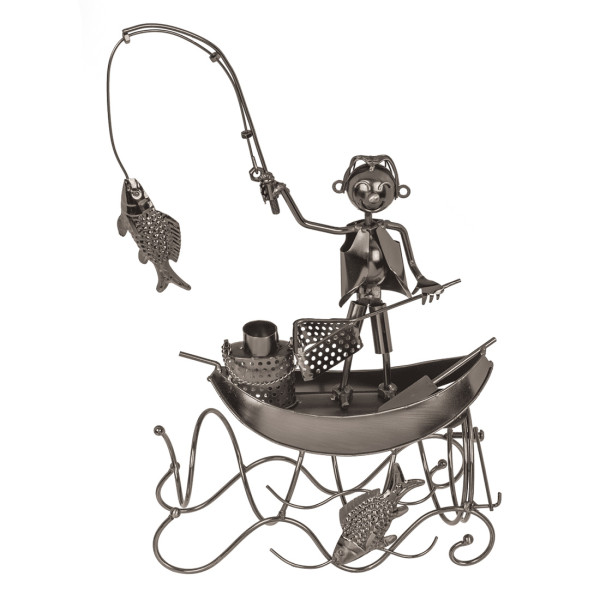Metal Bottle Holder "Fisherman in a Boat"