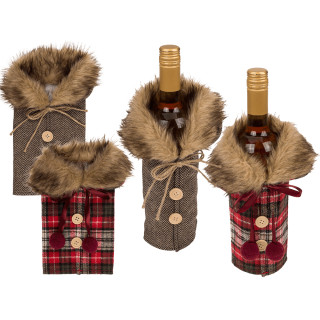 Bottle Coat with Fur Collar