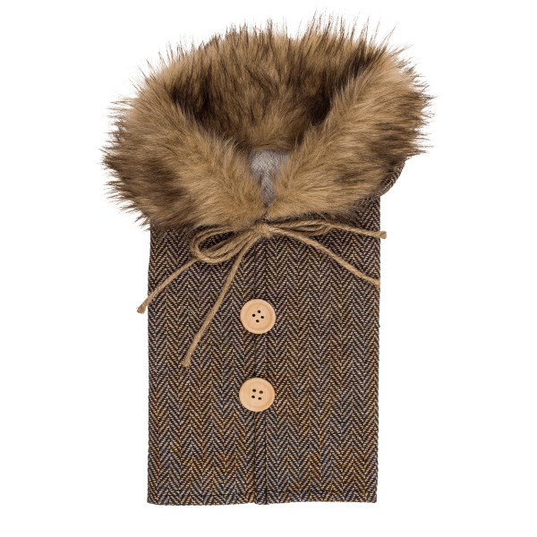 Bottle Coat with Fur Collar