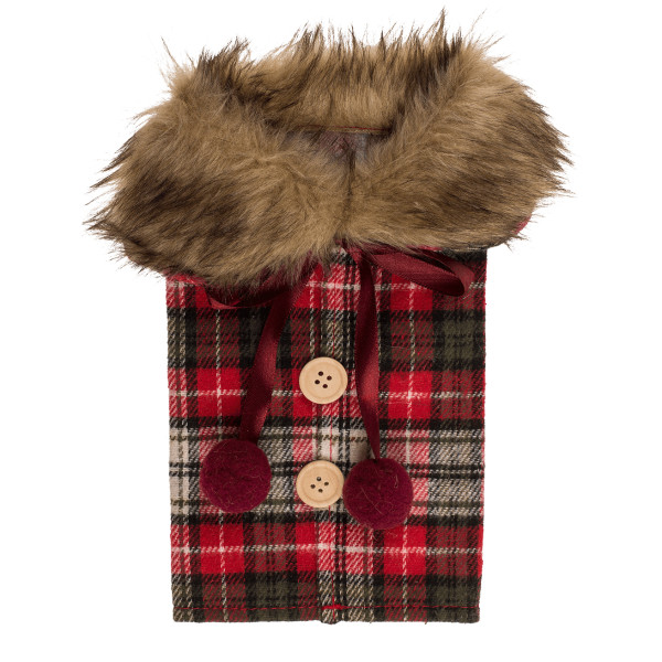 Bottle Coat with Fur Collar