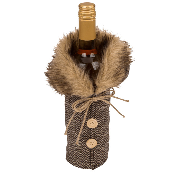 Bottle Coat with Fur Collar