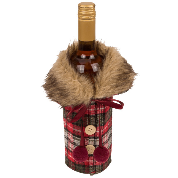 Bottle Coat with Fur Collar