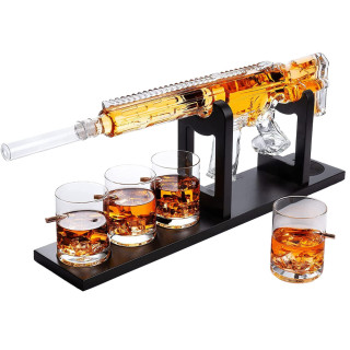 Gun-Shaped Decanter with Stand and 4 Glasses Set "AR-15"