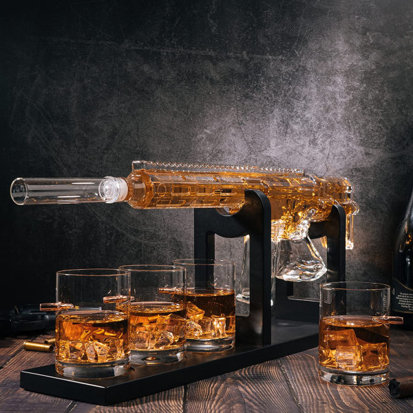 Gun-Shaped Decanter with Stand and 4 Glasses Set "AR-15" Gun-Shaped Decanter with Stand and 4 Glasses Set "AR-15"