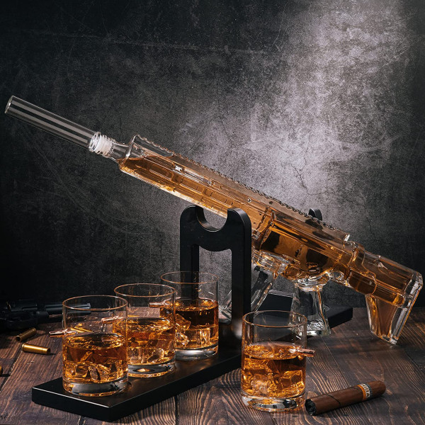 Gun-Shaped Decanter with Stand and 4 Glasses Set "AR-15" Gun-Shaped Decanter with Stand and 4 Glasses Set "AR-15"