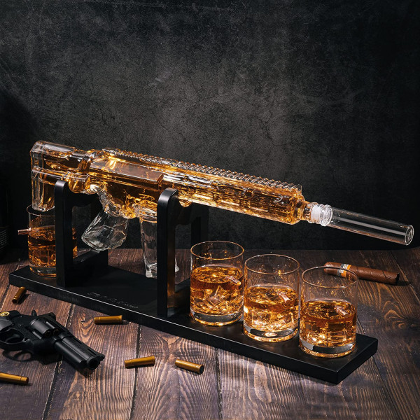 Gun-Shaped Decanter with Stand and 4 Glasses Set "AR-15" Gun-Shaped Decanter with Stand and 4 Glasses Set "AR-15"