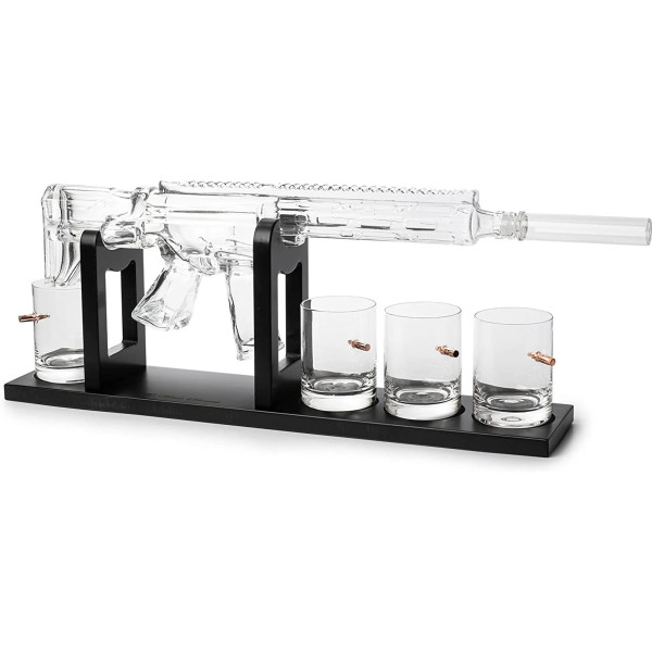 Gun-Shaped Decanter with Stand and 4 Glasses Set "AR-15" Gun-Shaped Decanter with Stand and 4 Glasses Set "AR-15"