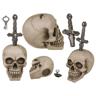 Skull-Shaped Money Box with Sword