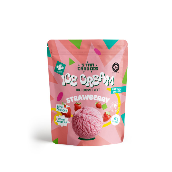 STAR CANDIES Freeze-Dried Strawberry Ice Cream, 16g STAR CANDIES Freeze-Dried Strawberry Ice Cream, 16g