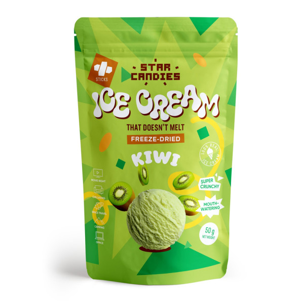 STAR CANDIES Freeze-Dried Kiwi-Flavored Ice Cream, 50g STAR CANDIES Freeze-Dried Kiwi-Flavored Ice Cream, 50g