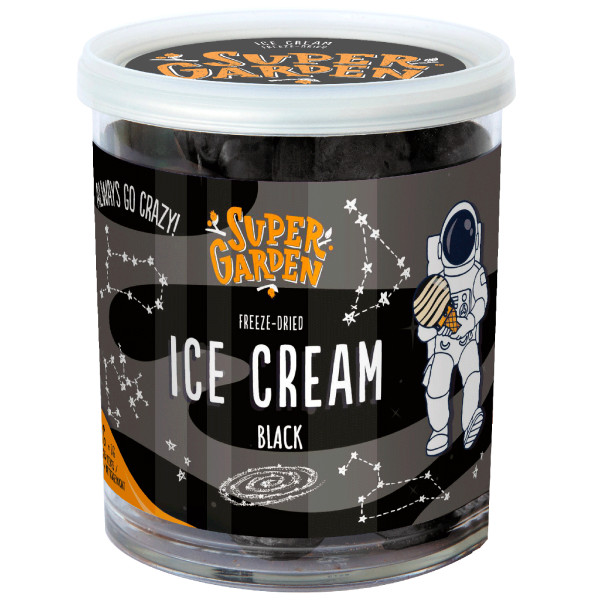 SUPER GARDEN Freeze-Dried Vanilla Black Ice Cream, 35g