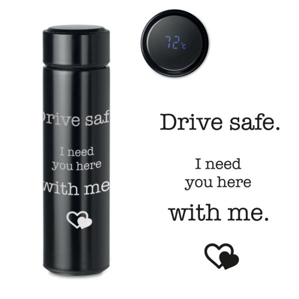 Vacuum Flask with Thermometer "Drive safe" (500ml) Vacuum Flask with Thermometer "Drive safe" (500ml)