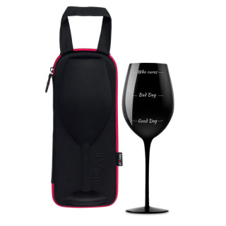 Gigantic black wine glass "Who cares" (750ml)