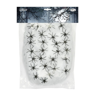 XXL Cobweb with 25 Spiders (White) (500g)