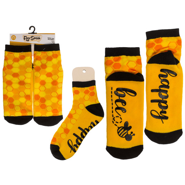 Socks with non-slip sole "Bee happy" Socks with non-slip sole "Bee happy"