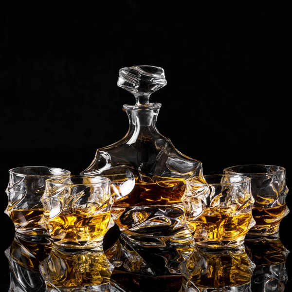 Crystal carafe and 6 glass set "OPULENT ELEGANCE"