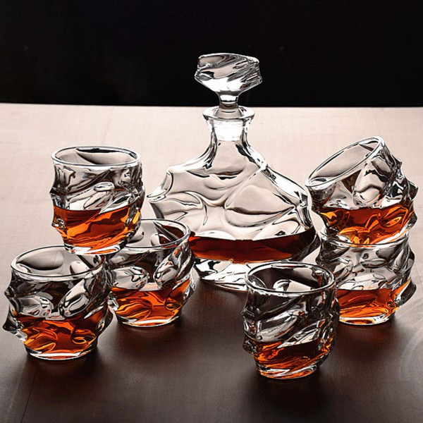 Crystal carafe and 6 glass set "OPULENT ELEGANCE"